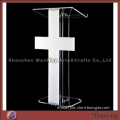 Floor Standing Vertical Cross Clear Acrylic Church Pulpit/Podium